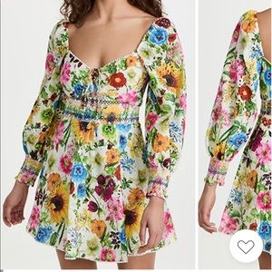 Alice + Olivia Crawford Smocked Floral Dress